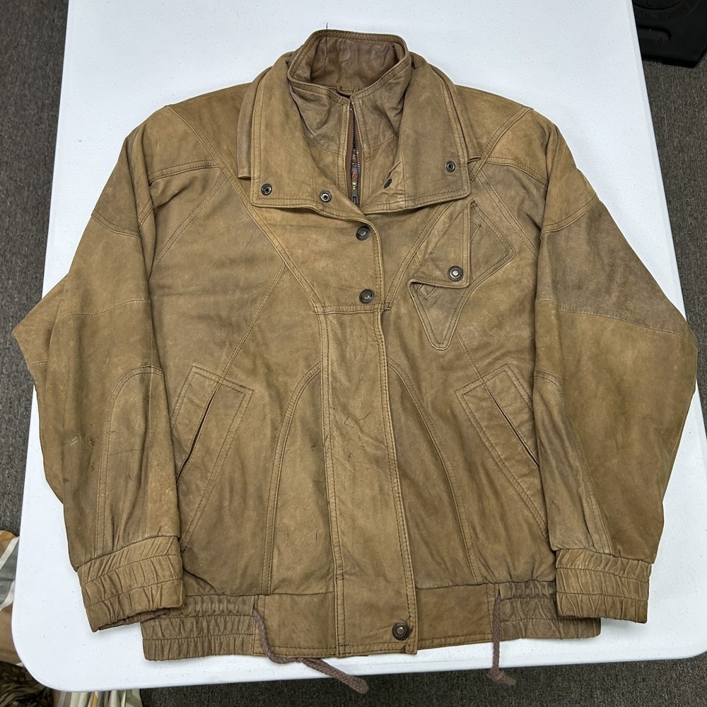 Adventure Bound Leather Bomber Jacket Mens Medium Tan Thinsulate 7017